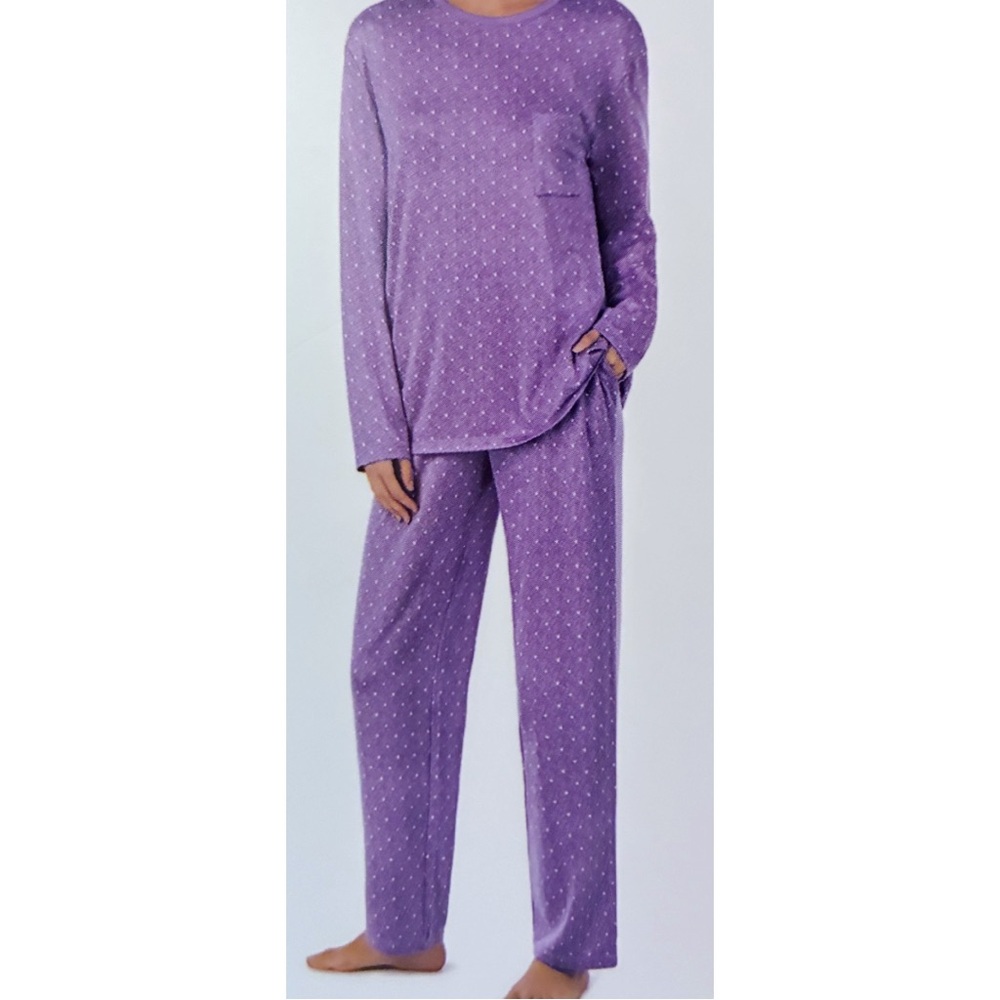 Women’s Pajama Set Purple Polka Dots Top and PantsLong Sleeve Winter Warm